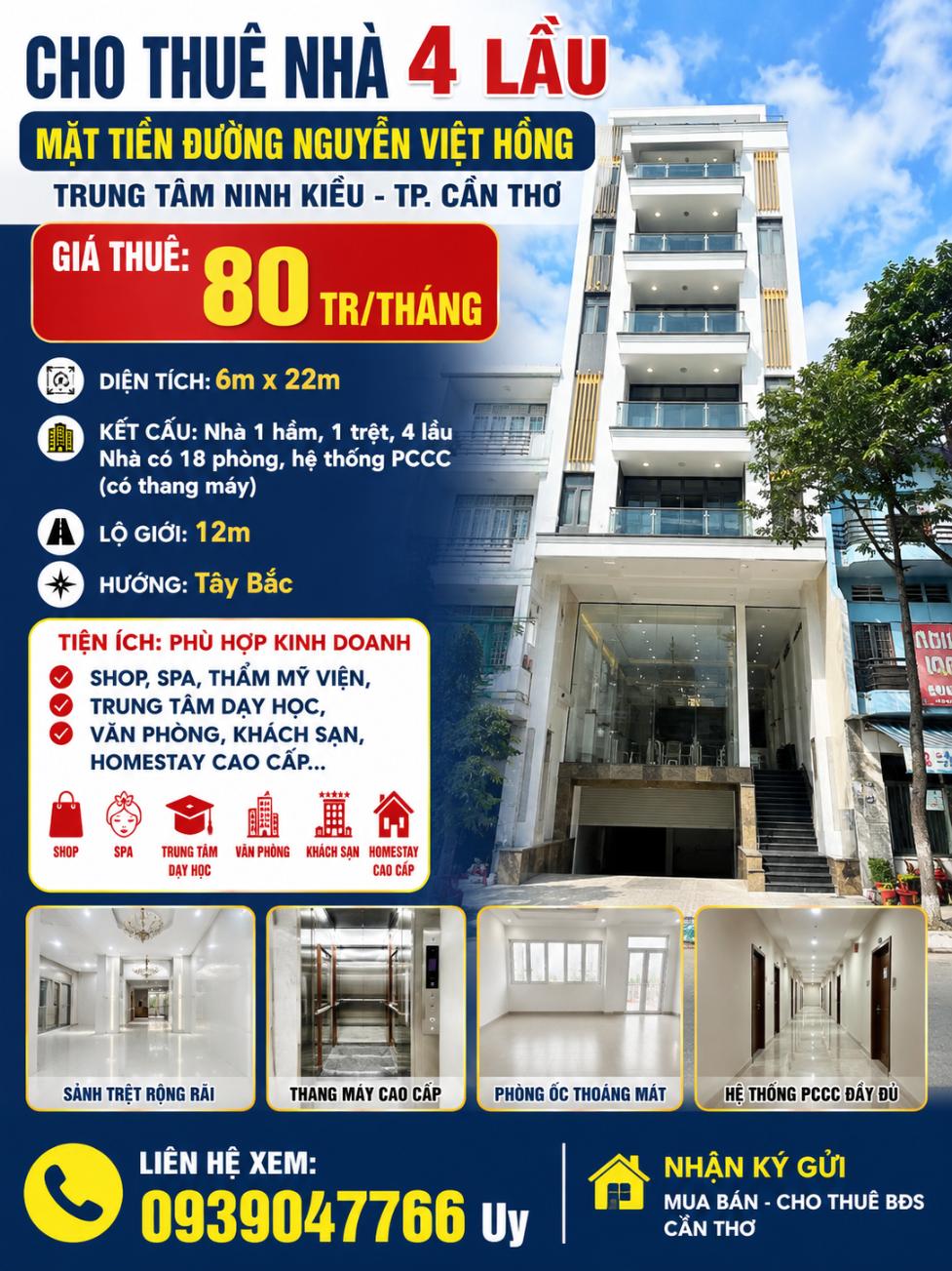 Ảnh Cho thuê nhà 4 lầu Mặt tiền Đường Nguyễn Việt Hồng Trung Tâm Ninh Kiều TPCT 0