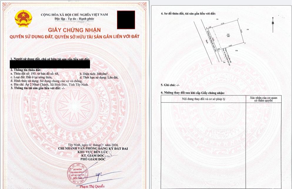 Ảnh Chính Chủ Bán Đất Thổ Cư – Xã Bình Đức, Tỉnh Tây Ninh (Bến Lức-Long An) 0