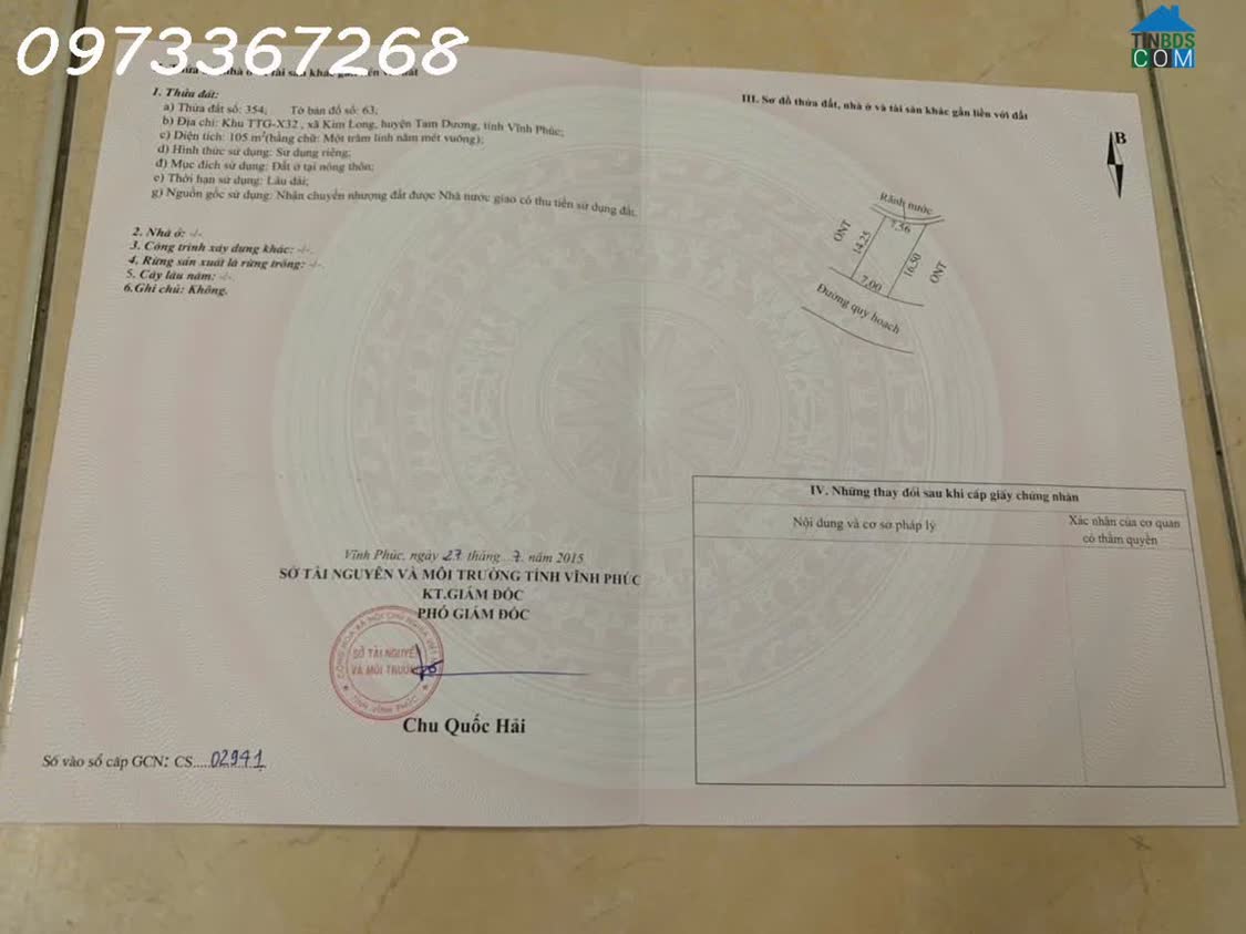 Ảnh Bán lô đất siêu đẹp tại xã Tam Dương, Phú Thọ, diện tích 105m2, view đẹp, giá tốt 0