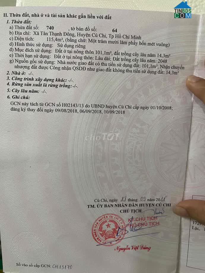 Ảnh Bán đất củ chi gấp 0