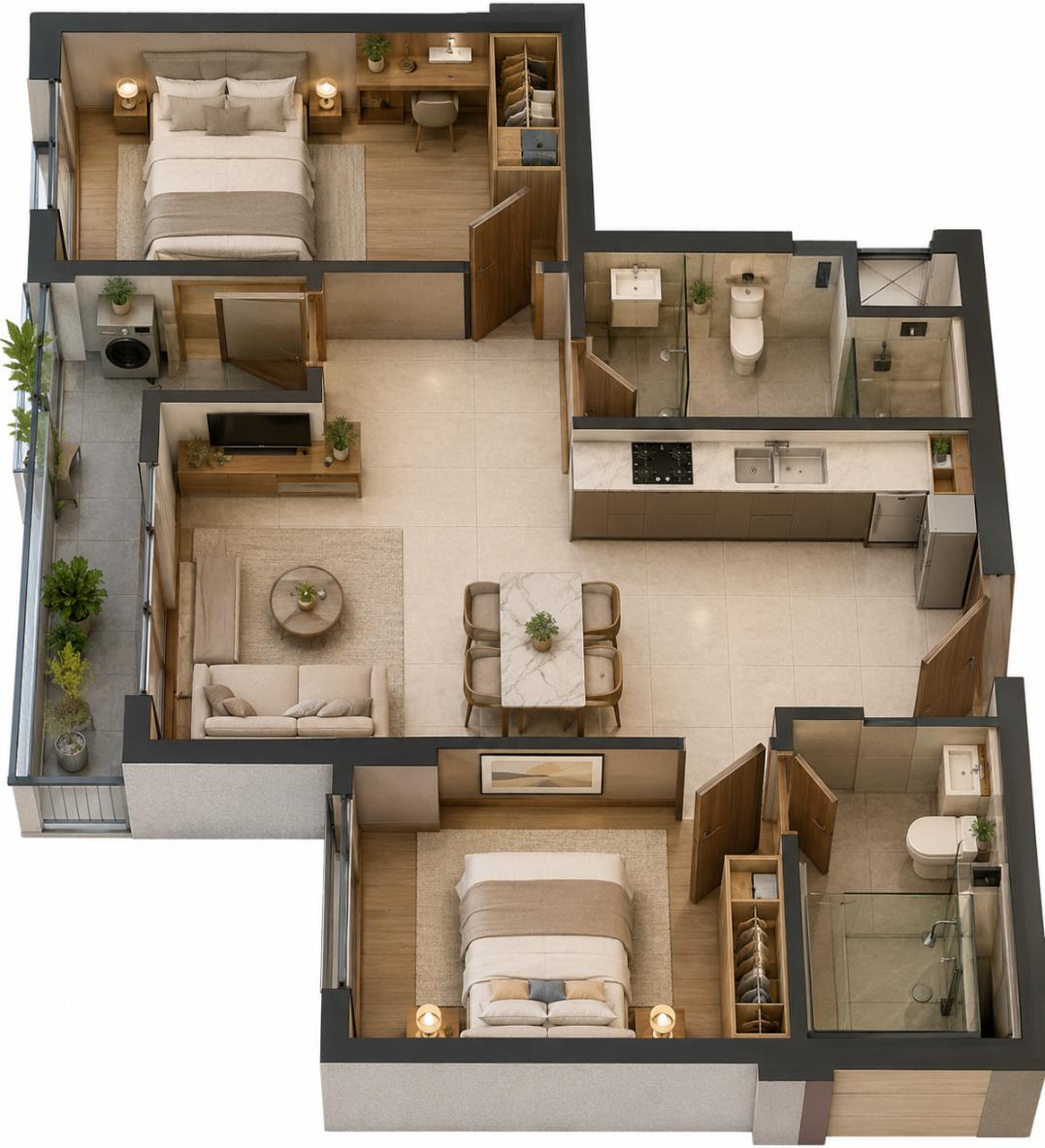 Ảnh 64m2 - Giá 5.7 tỷ chiết khấu 11% - 2PN2WC Harmonie dự án Arcadia 7