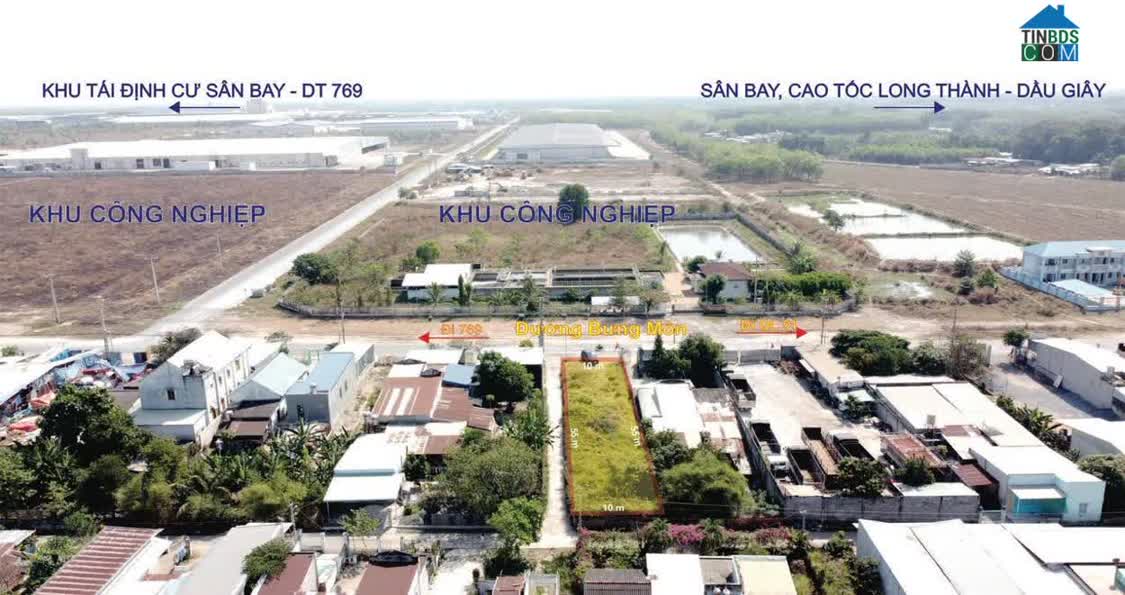 Ảnh Bán lô đất siêu đẹp mặt tiền đường Bưng Môn, Long An, Long Thành, DT 555.3m2, giá đầu tư 0