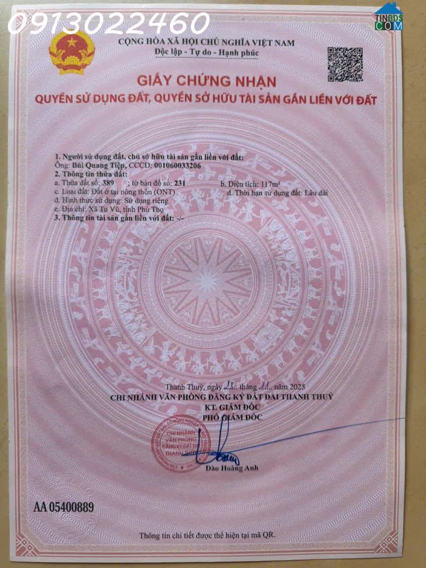Ảnh Chuyển Nhượng Lô 227M2 Đất Tại Xã Tu Phú, Thanh Thủy, Phú Thọ 0
