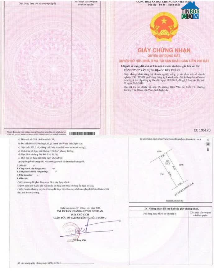 Ảnh Bán Đất Phường Lê Lợi, Tp.Vinh - DT 121M2 Và 364M2 – SHR - Giá Chỉ Từ 55tr/m2. Lh:0903464999. 0