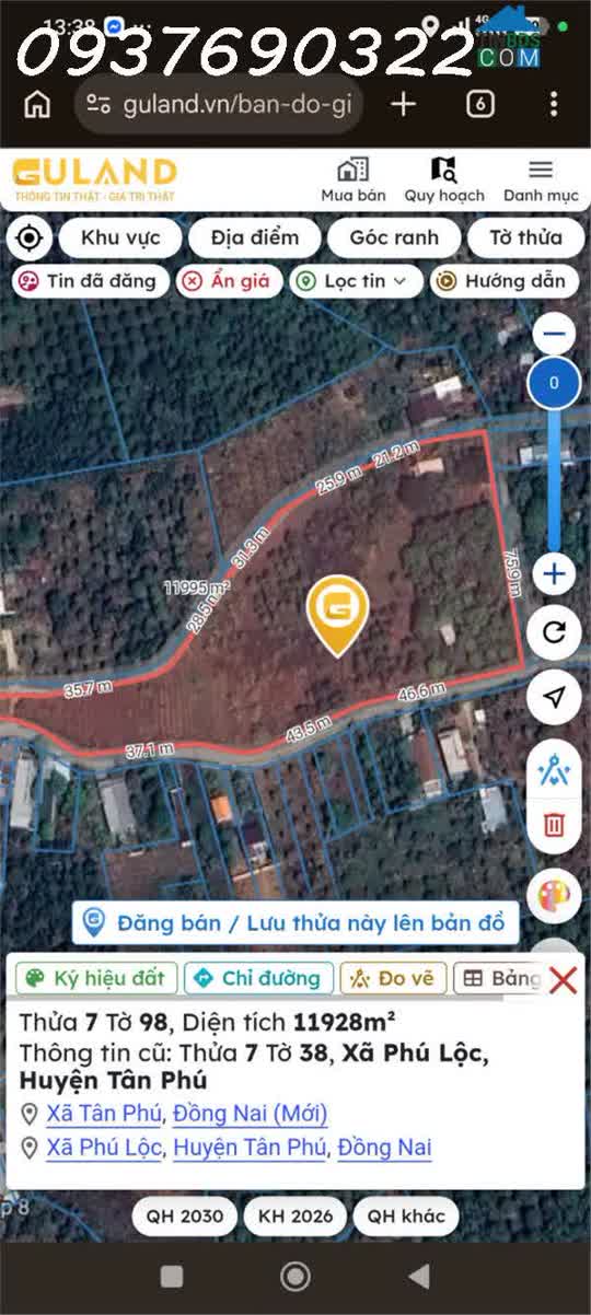 Ảnh Chính chủ cần chuyển nhượng quỹ đất hiếm 11.928m2 - P. Tân Phú, TP. Đồng Nai phù hợp cho nhà đầu tư 0