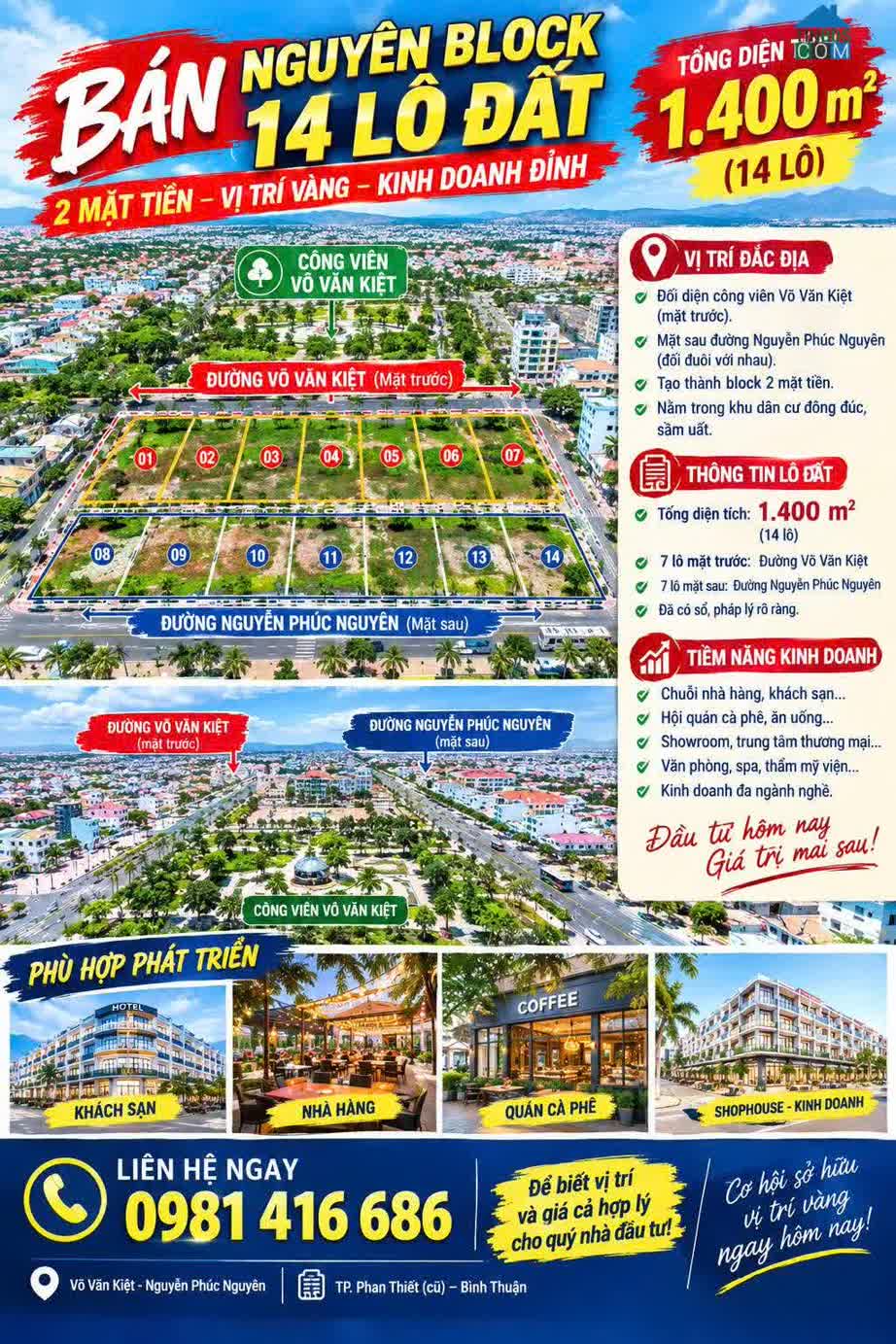Ảnh Bán Nguyên Block 14 Lô Đất – 2 Mặt Tiền Võ Văn Kiệt & Nguyễn Phúc Nguyên 0