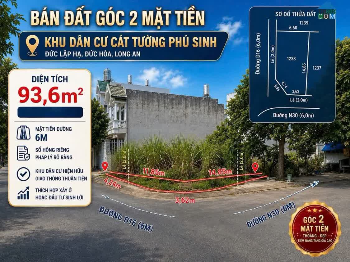 Ảnh Bán Đất Đức Hoà Tỉnh Tây Ninh - DT 93,6 M2 - SHR - 2tỷ050tr. Lh:0903974577 0