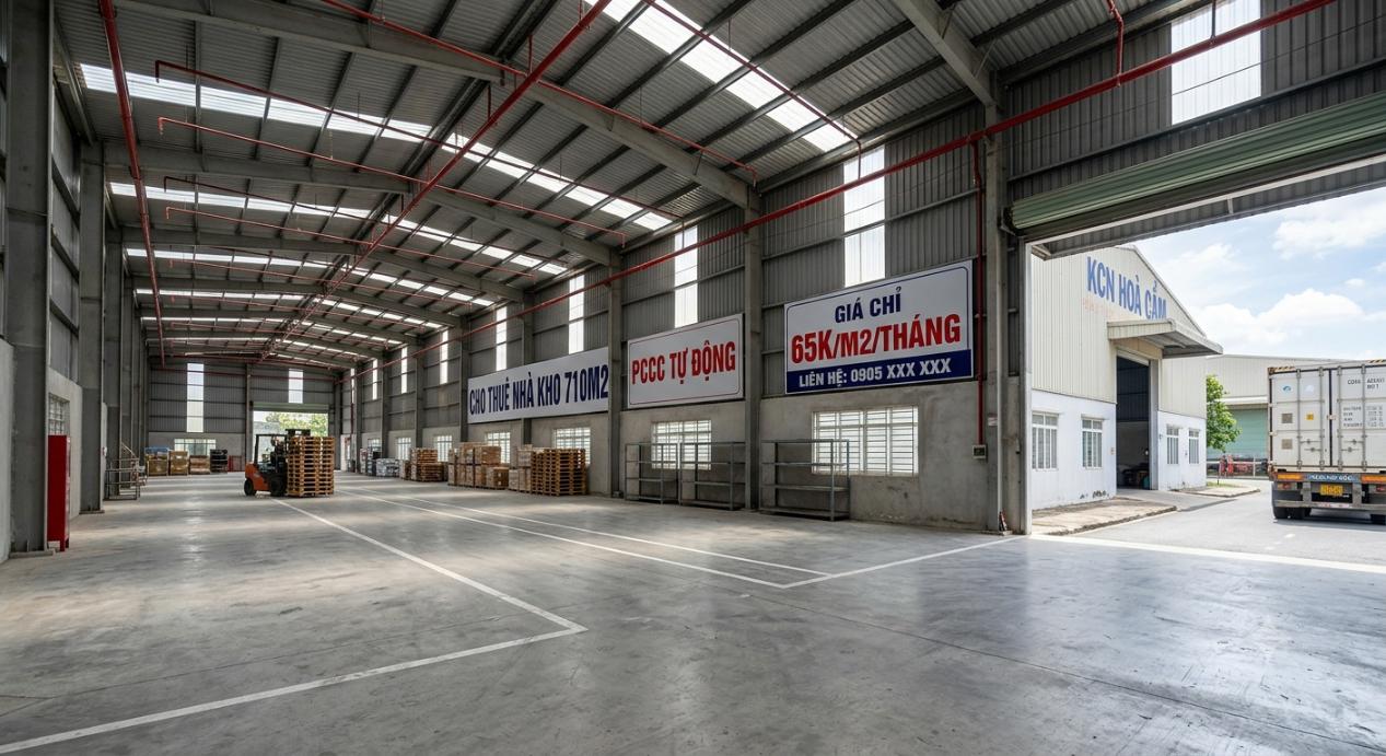 Ảnh Cho Thuê Nhà Kho 710M2 Tại Hoà Cầm, PCCC Tự Động, Giá Chỉ 65K 0
