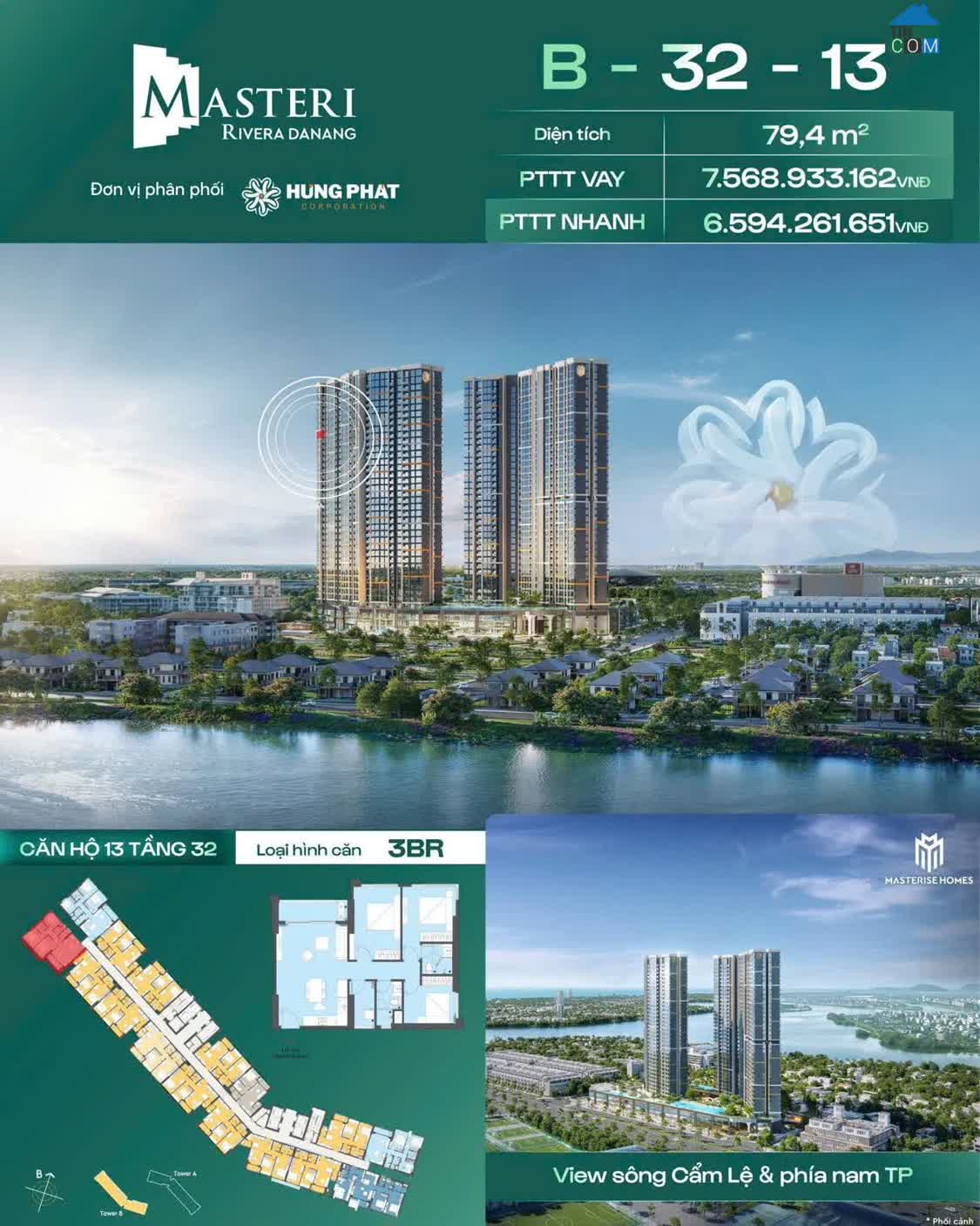Ảnh Masteri Rivera Đà Nẵng – Căn Góc 3PN View Sông Cẩm Lệ, Giá Thanh Toán Chỉ Từ 6,59 Tỷ! 0