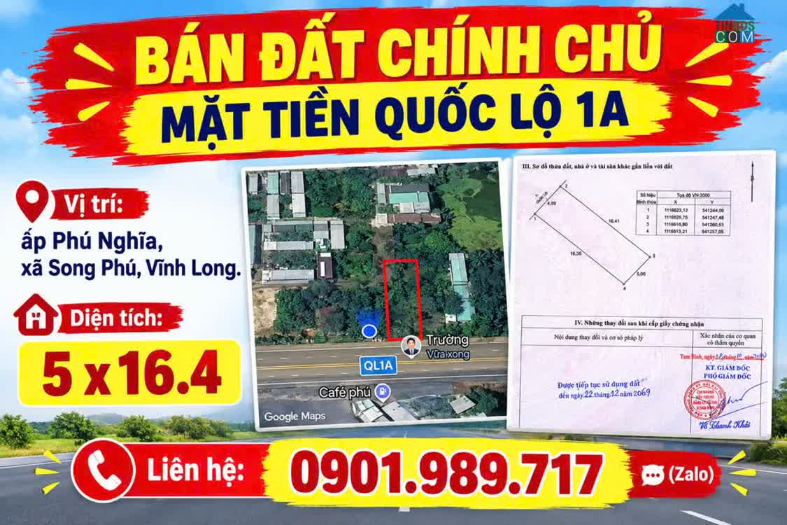 Ảnh Chính Chủ Cần Bán Lô Đất 80,3m2 Mặt Tiền Quốc Lộ 1a 0