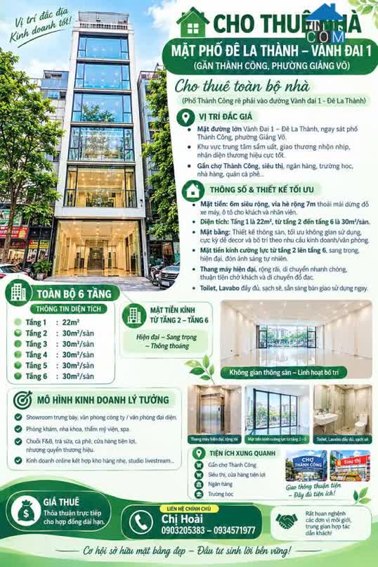 Ảnh ✨Chính chủ cho thuê cả nhà mặt phố Vành đai 1 - Đê La Thành, Hà Nội; 0934571977 0