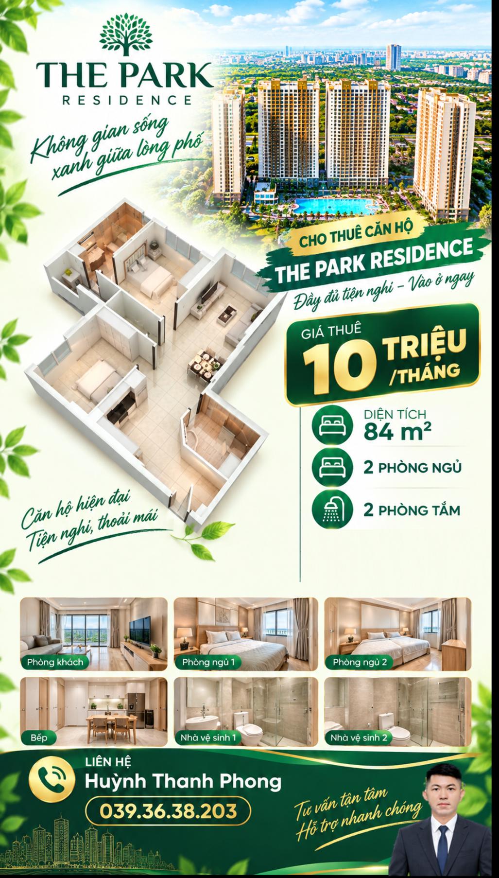 Ảnh Cho thuê 2PN2WC 84m2 - 10 triệu/tháng - The Park Residence Nhà Bè 0