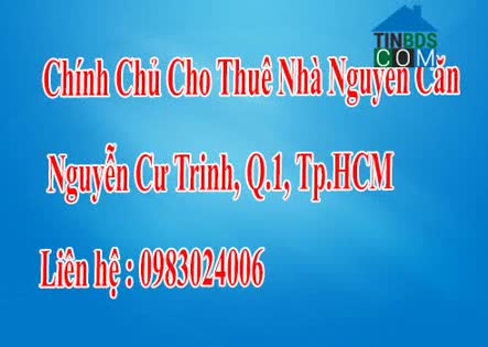 Ảnh Chính Chủ Cho Thuê Nhà Nguyên Căn Nguyễn Cư Trinh, Q.1, Tp.HCM 0