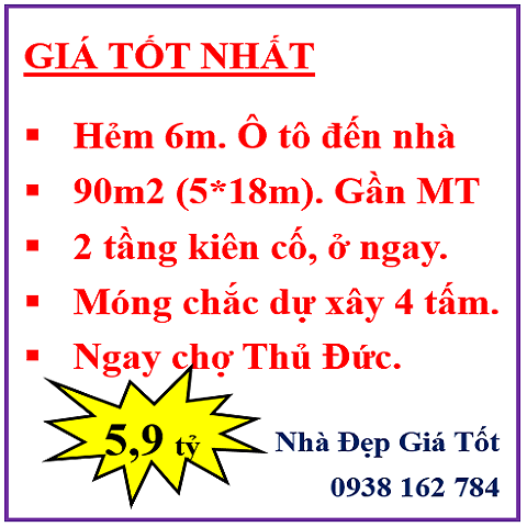 Ảnh Nhà mới đón Tết-90m2 -2 lầu- Ô tô đến nhà- Gần chợ Thủ Đức- 5.9 tỷ 0