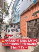 Tây Hồ- Ô tô- Ngõ thông- 5 tầng mới- 35m sổ vuông- 7 tỷ
