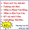 Bán nhà 2 lầu- 5 phòng ngủ- DT 99m2- Xe hơi ngủ trong nhà- Linh Đông- Chỉ 4.2 tỷ