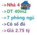 Nhà Hoàng Hoa Thám - Hà Đông 40m2, 4 tầng, 7 phòng ngủ, có sổ đỏ, giá 2.75 tỷ LH0936206176