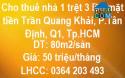 Cho thuê nhà 1 trệt 3 lầu mặt tiền Trần Quang Khải, P.Tân Định, Q1, Tp.HCM; 50tr/th; 0364203493