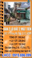 Bán 2lô Đất 2mặt Tiền Trước Sau Hẻm Xe Hơi Trung Tâm Công Viên Phần Mềm Quang Trung Quận12